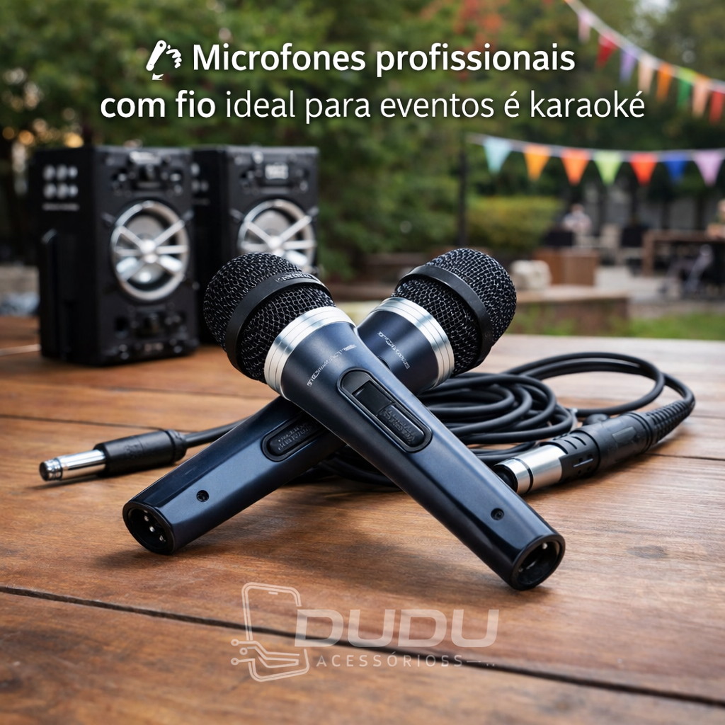 🎤 Kit 2 Microfones Profissionais com Fio Tomate MT-1003 - miniatura 2